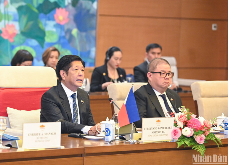 Tổng thống Philippines Ferdinand Romualdez Marcos Jr. phát biểu tại buổi hội kiến.