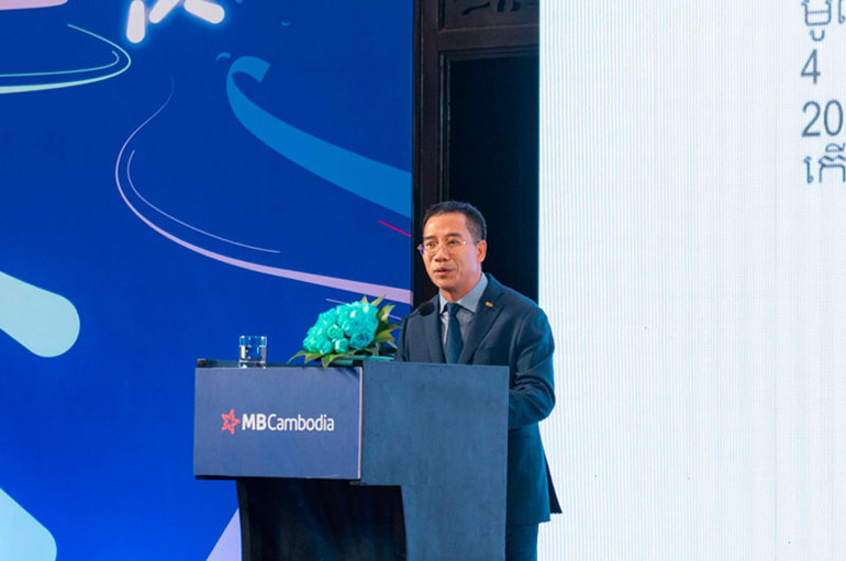 Ông Lưu Trung Thái - Phó Chủ tịch HĐQT, Tổng Giám đốc MB phát biểu tại buổi lễ.