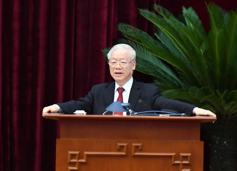 Tổng Bí thư Nguyễn Phú Trọng phát biểu chỉ đạo hội nghị. (Ảnh: ĐĂNG KHOA)