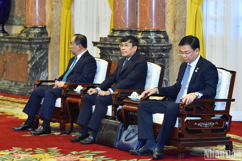 Đoàn đại biểu Việt Nam tham dự buổi tiếp.