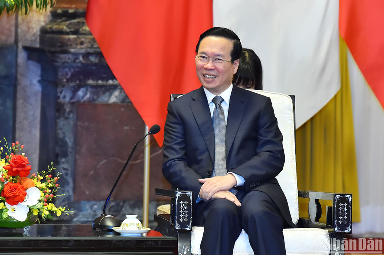 Chủ tịch nước Võ Văn Thưởng phát biểu tại buổi tiếp.