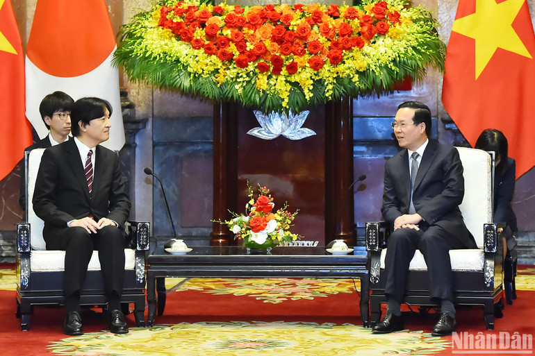 Chủ tịch nước Võ Văn Thưởng tiếp Hoàng Thái tử Nhật Bản Akishino