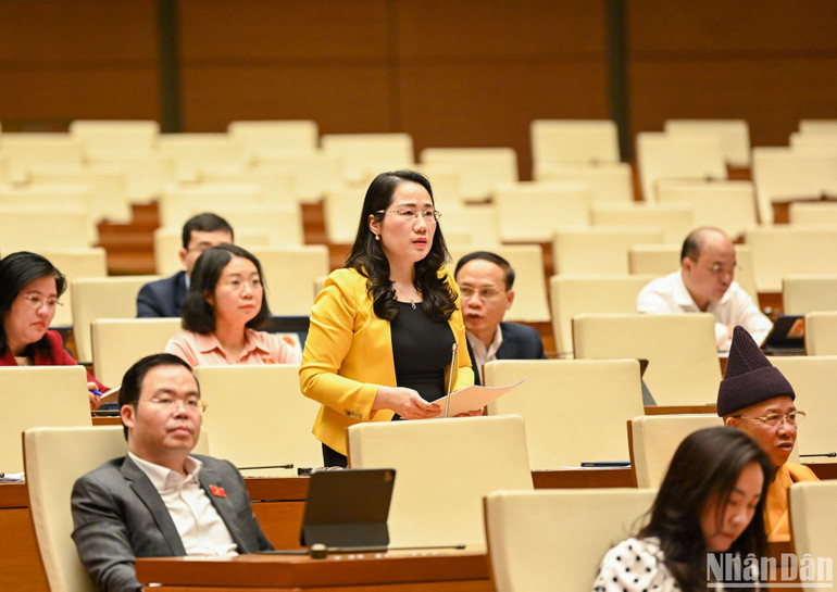 Đại biểu Quốc hội tỉnh Bắc Kạn Nguyễn Thị Thủy phát biểu chất vấn. Đại biểu Quốc hội tỉnh Bắc Kạn Nguyễn Thị Thủy phát biểu chất vấn.