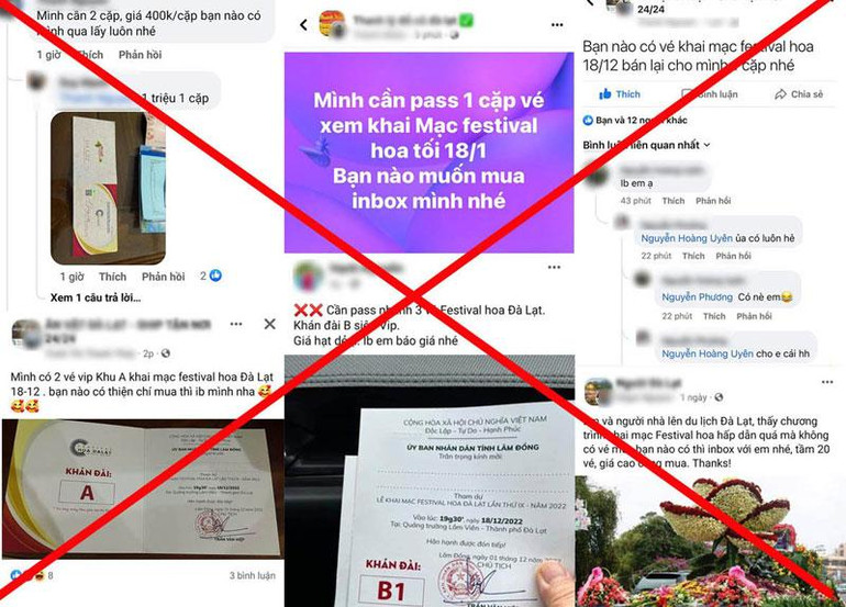 Cơ quan chức năng phát hiện hành vi mua bán giấy mời dự công bố Festival hoa Đà Lạt trên mạng.