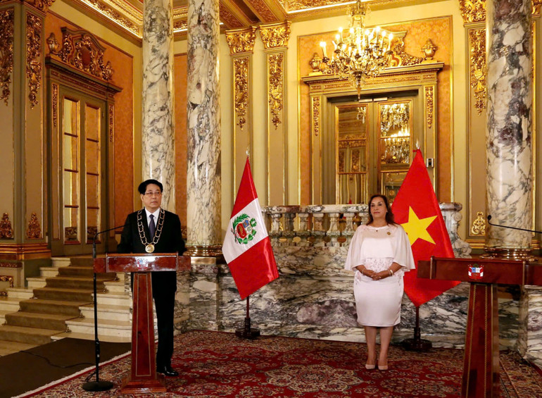 Chủ tịch nước Lương Cường phát biểu tại cuộc gặp mặt báo chí.