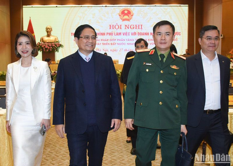 Thủ tướng Phạm Minh Chính với các đại biểu tham dự Hội nghị. (Ảnh: TRẦN HẢI)