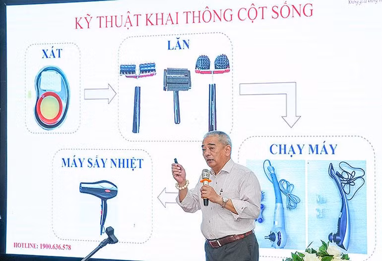 Thầy thuốc Nguyễn Trọng Hùng phổ biến kỹ thuật khai thông cột sống theo phương pháp dân gian, cổ truyền. Thầy thuốc Nguyễn Trọng Hùng phổ biến kỹ thuật khai thông cột sống theo phương pháp dân gian, cổ truyền.