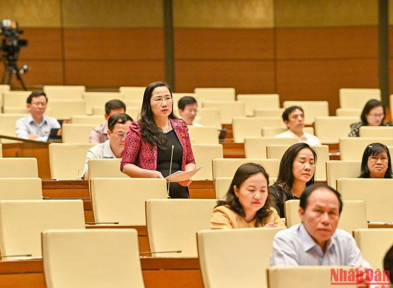 Đại biểu Quốc hội Nguyễn Thị Thủy phát biểu ý kiến chất vấn.