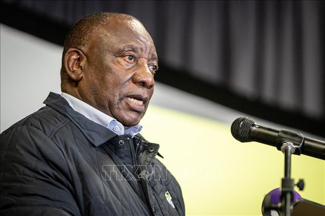 Tổng thống Nam Phi Cyril Ramaphosa phát biểu tại Johannesburg ngày 6/6/2024. (Ảnh: THX/TTXVN)