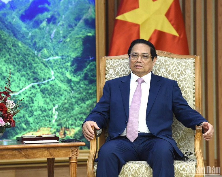 Thủ tướng Phạm Minh Chính phát biểu tại buổi tiếp.