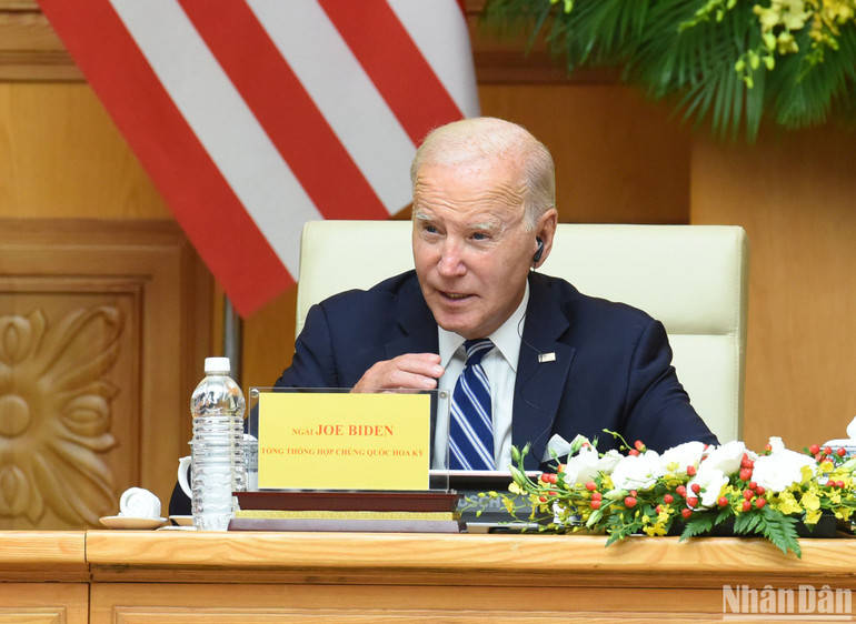 Tổng thống Hoa Kỳ Joe Biden dự Hội nghị cấp cao Việt Nam-Hoa Kỳ về Đầu tư và đổi mới sáng tạo.
