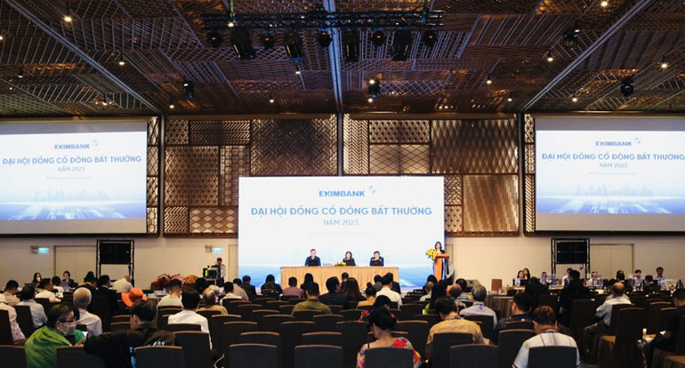 Toàn cảnh ĐHĐCĐ bất thường năm 2023 của Eximbank diễn ra ngày 18/9 tại Thành phố Hồ Chí Minh.