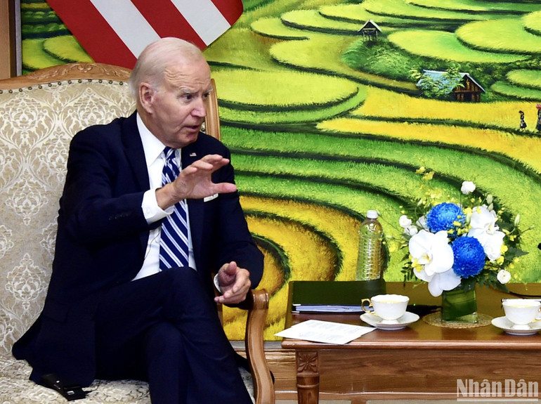 Tổng thống Hoa Kỳ Joe Biden phát biểu tại buổi hội kiến.