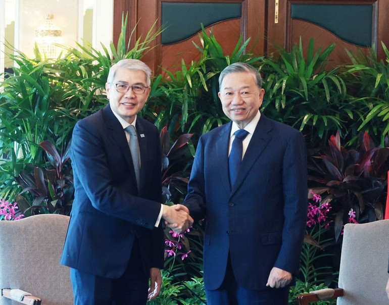 Tổng Bí thư Tô Lâm tiếp ông Lim Ming Yan, Chủ tịch Liên đoàn Doanh nghiệp Singapore (SBF). (Ảnh: TTXVN) Tổng Bí thư Tô Lâm tiếp ông Lim Ming Yan, Chủ tịch Liên đoàn Doanh nghiệp Singapore (SBF). (Ảnh: TTXVN)