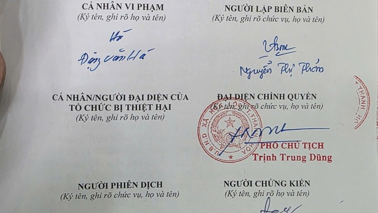 Biên bản vi phạm hành chính đối với ông Đặng Văn Hà. z7156565068085-5f534afac2df4fd4b5f341638a694d5a.jpg