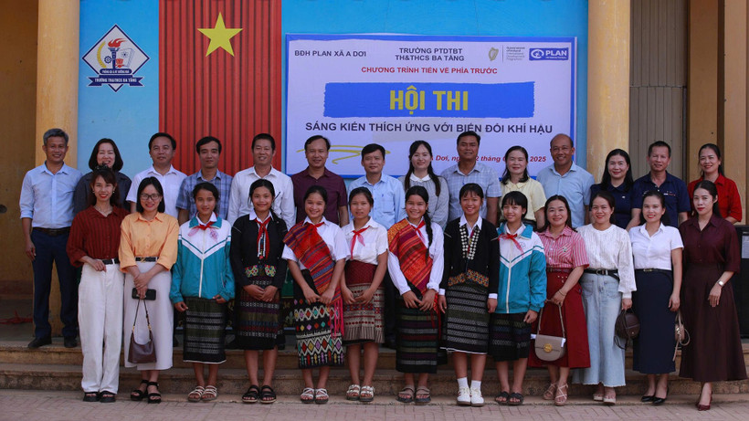 Hội thi “Sáng kiến thích ứng với biến đổi khí hậu” tại Trường phổ thông dân tộc bán trú tiểu học và trung học cơ sở, xã A Dơi, tỉnh Quảng Trị, tháng 9/2025. (Ảnh BTC) 