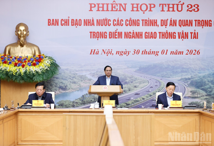 Thủ tướng Chính phủ Phạm Minh Chính chủ trì Phiên họp lần thứ 23 của Ban Chỉ đạo. (Ảnh: Trần Hải)