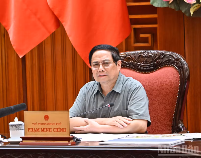 Thủ tướng Chính phủ Phạm Minh Chính phát biểu ý kiến kết luận cuộc họp. (Ảnh: Trần Hải)