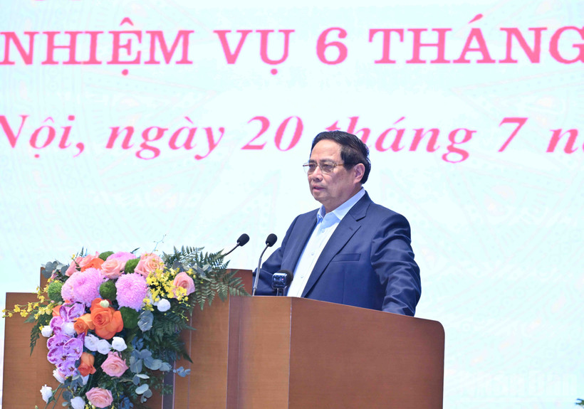 Thủ tướng Chính phủ Phạm Minh Chính phát biểu ý kiến tại Phiên họp lần thứ ba Ban Chỉ đạo. (Ảnh: Trần Hải)