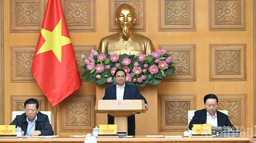 Thủ tướng Chính phủ Phạm Minh Chính chủ trì Phiên họp thứ tư Ban Chỉ đạo Trung ương về chính sách nhà ở và thị trường bất động sản. (Ảnh: Trần Hải)