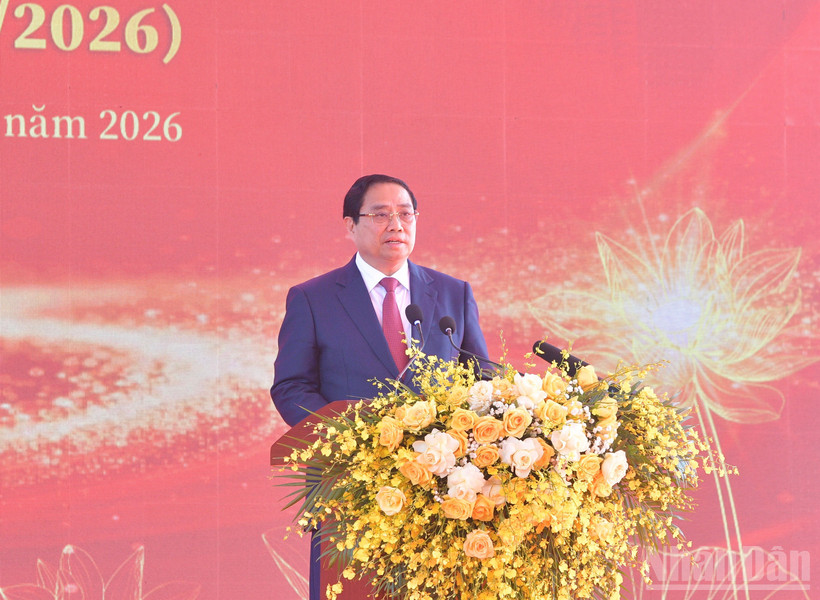 Thủ tướng Phạm Minh Chính phát biểu ý kiến tại Lễ kỷ niệm. (Ảnh: Thanh Giang)
