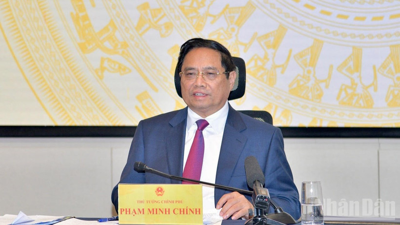 Thủ tướng Chính phủ Phạm Minh Chính chủ trì Phiên họp thứ 23 Ban Chỉ đạo Quốc gia về IUU. (Ảnh: Thanh Giang)