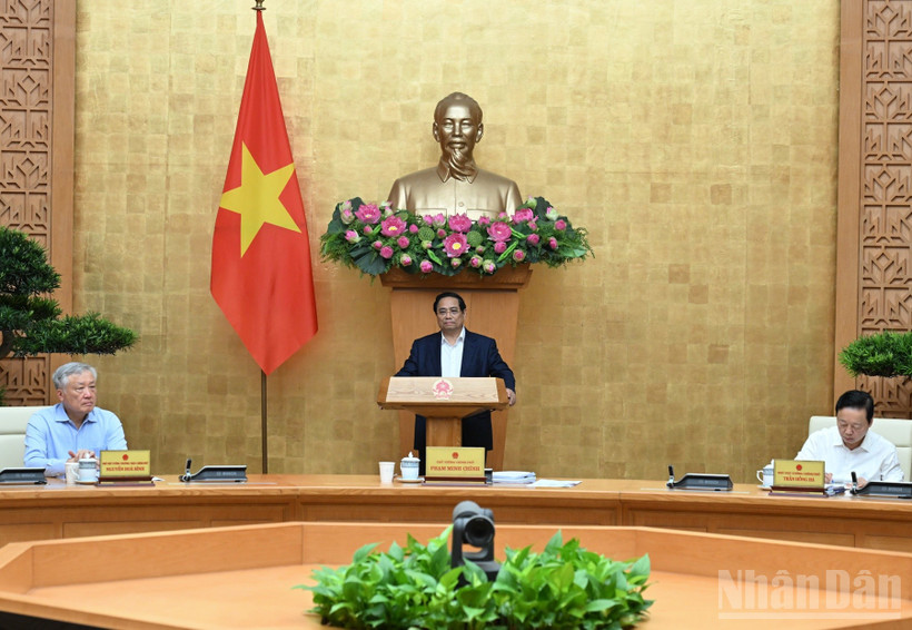 Thủ tướng Phạm Minh Chính chủ trì phiên họp Chính phủ chuyên đề xây dựng pháp luật tháng 9/2025. (Ảnh: Trần Hải) 