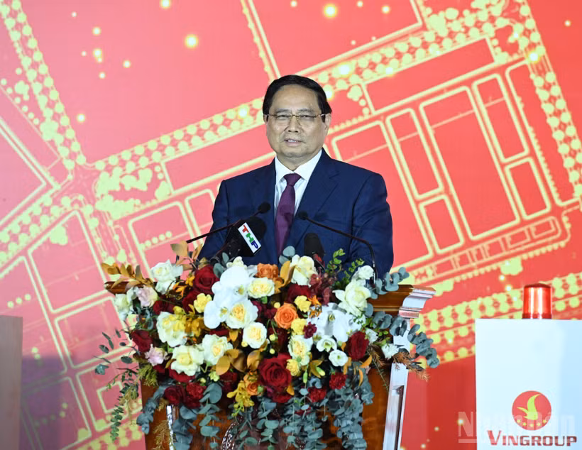 Thủ tướng Phạm Minh Chính phát biểu ý kiến tại lễ khởi công. (Ảnh: Trần Hải)