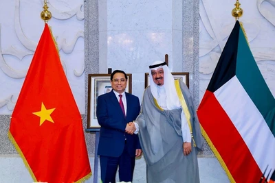 Thủ tướng Chính phủ Phạm Minh Chính và Thủ tướng Nhà nước Kuwait Sheikh Ahmad Al-Abdullah Al-Sabah. (Ảnh: Nhật Bắc/VGP)