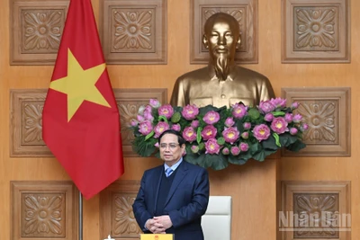 Thủ tướng Chính phủ Phạm Minh Chính phát biểu ý kiến tại buổi tiếp. (Ảnh: TRẦN HẢI)