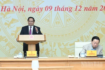 Thủ tướng Chính phủ Phạm Minh Chính chủ trì Phiên họp lần thứ 25 của Ban Chỉ đạo Quốc gia về IUU. (Ảnh: TRẦN HẢI)