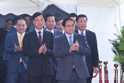 Thủ tướng Phạm Minh Chính dự khởi công Dự án đầu tư xây dựng Khu đô thị thể thao Olympic, Hà Nội. Ảnh: Trần Hải