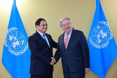 Thủ tướng Chính phủ Phạm Minh Chính và Tổng Thư ký Liên hợp quốc Antonio Guterres. (Ảnh: Nhật Bắc/VGP)