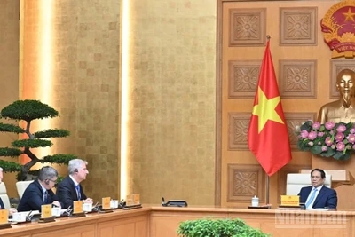 Thủ tướng Phạm Minh Chính tiếp, làm việc với Đoàn Hội đồng Kinh doanh Hoa Kỳ - ASEAN.(Ảnh: Trần Hải). 