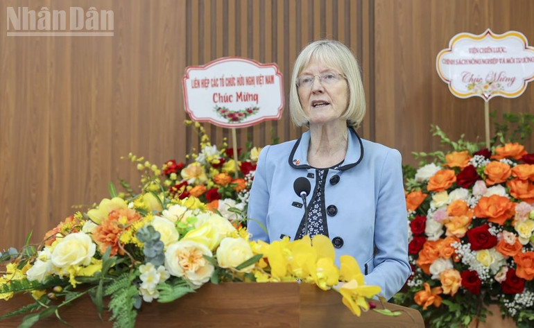 Đại sứ Australia tại Việt Nam Gillian Bird phát biểu tại sự kiện. (Ảnh: KHÁNH LAN) ndo_tl_daisuuc.jpg