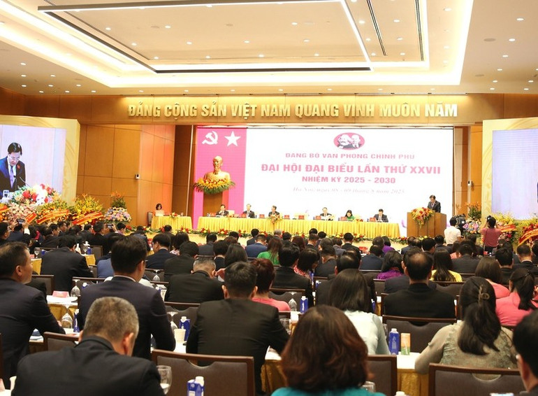 Đại hội đại biểu lần thứ XXVII của Đảng bộ, nhiệm kỳ 2025-2030 của Đảng bộ Văn phòng Chính phủ. (Ảnh: VGP/Nguyễn Hoàng) vpcp5.jpg