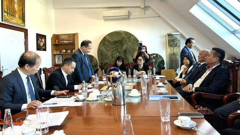 Quang cảnh buổi làm việc. (Ảnh: Đại sứ quán Việt Nam tại Cộng hòa Liên bang Đức) duc.jpg