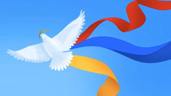 Hình ảnh chủ đạo của bộ nhận diện là chim bồ câu trắng ngậm bông lúa mang theo ba dải lụa.