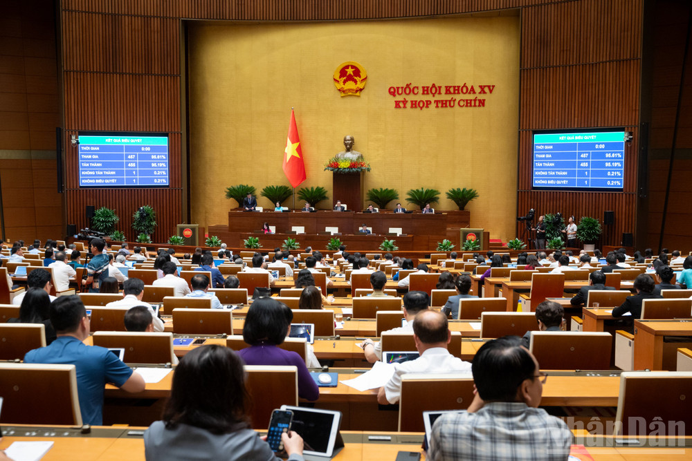 Kết quả biểu quyết. (Ảnh: DUY LINH) ndo_br_bieu-quyet-luat-doanh-nghiep-1.jpg