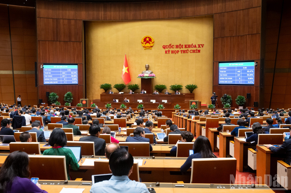 Quốc hội biểu quyết thông qua Luật Năng lượng nguyên tử (sửa đổi). (Ảnh: DUY LINH) ndo_br_z61-4320-bieu-quyet-thong-qua-luat-nang-luong-nguyen-tu-sua-doi.jpg