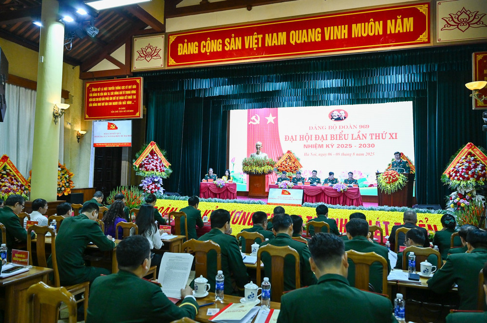 Quang cảnh Đại hội đại biểu Đảng bộ Đoàn 969 lần thứ 11, nhiệm kỳ 2025-2030. (Ảnh: DUY LINH) quang-canh-dai-hoi-dai-bieu-dang-bo-doan-969-lan-thu-xi-nhiem-ky-2025-2030-anh-duy-linh.jpg