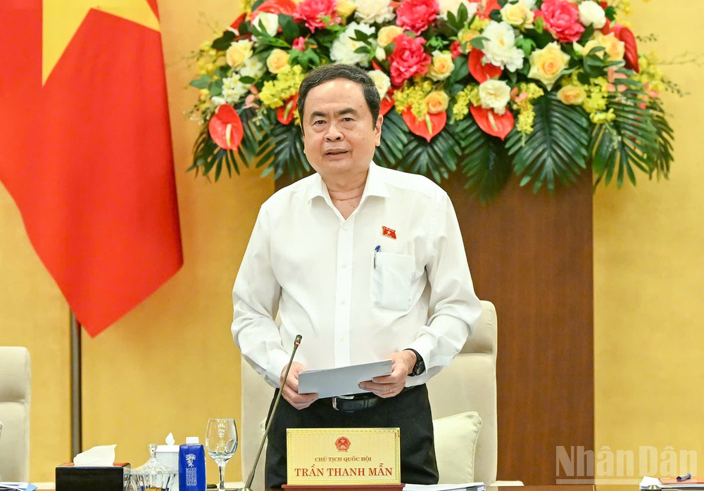Chủ tịch Quốc hội Trần Thanh Mẫn phát biểu khai mạc phiên họp. (Ảnh: DUY LINH) ndo_br_z6789190796953-ac4241119a5e2a23388970b93e503b9c.jpg