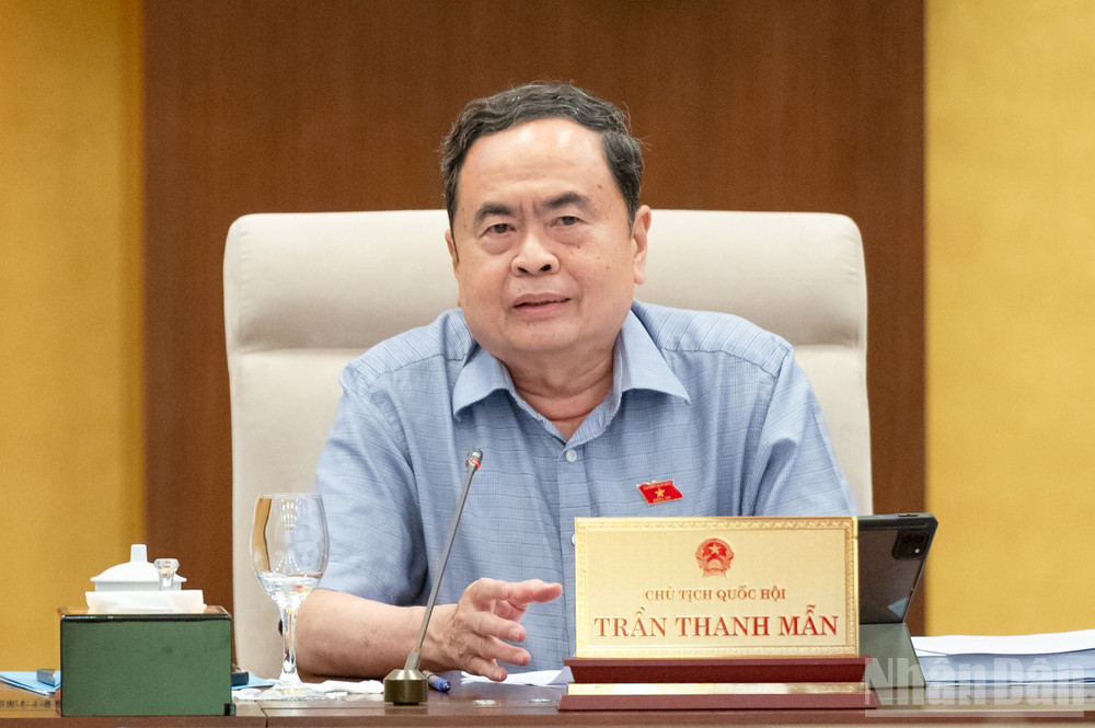Chủ tịch Quốc hội Trần Thanh Mẫn phát biểu ý kiến tại phiên họp. (Ảnh: DUY LINH) ndo_br_z61-4695-ctqh-tran-thanh-man.jpg