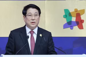Chủ tịch nước Lương Cường phát biểu tại Hội nghị Thượng đỉnh Doanh nghiệp APEC 2025. (Ảnh: Lâm Khánh/TTXVN)