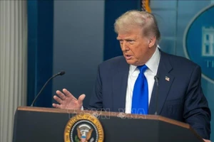 Tổng thống Mỹ Donald Trump phát biểu họp báo tại Nhà Trắng. (Ảnh: THX/TTXVN)