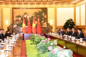 Chủ tịch nước Lương Cường hội đàm với Tổng Bí thư, Chủ tịch nước Trung Quốc Tập Cận Bình.