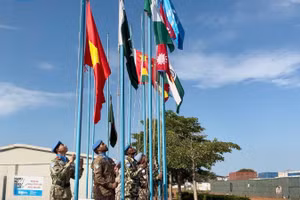 Lễ thượng cờ trong Lễ kỷ niệm Ngày Liên hợp quốc (24/10) tại Phái bộ an ninh lâm thời Liên hợp quốc ở Abyei.