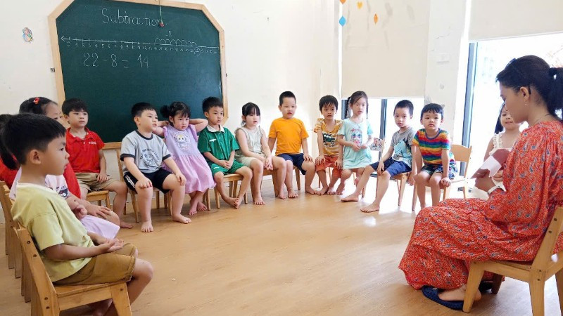 Quang cảnh lớp học mẫu giáo trên địa bàn Hà Nội. (Ảnh: TRẦN LONG)