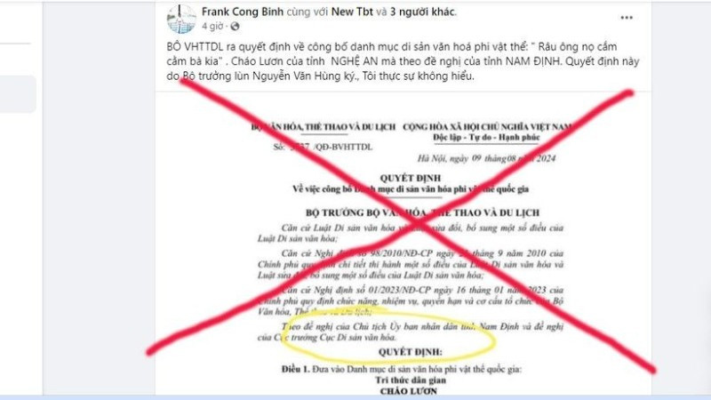 Thông tin sai sự thật trên mạng xã hội.