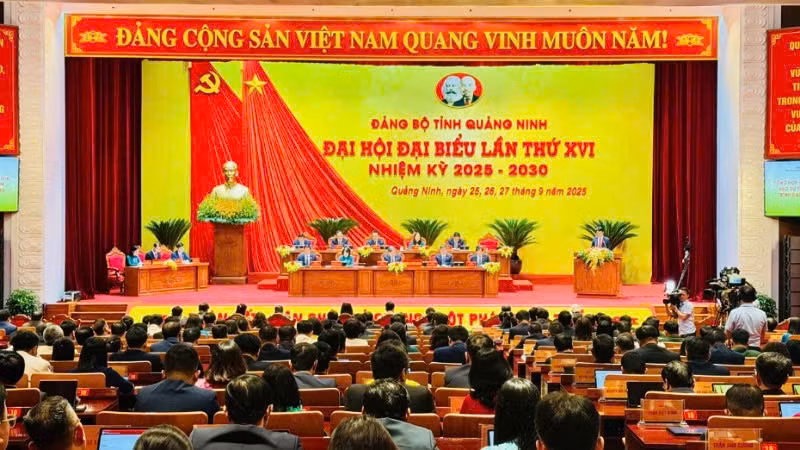 Quang cảnh Đại hội đại biểu Đảng bộ tỉnh Quảng Ninh lần thứ XVI, nhiệm kỳ 2025-2030.